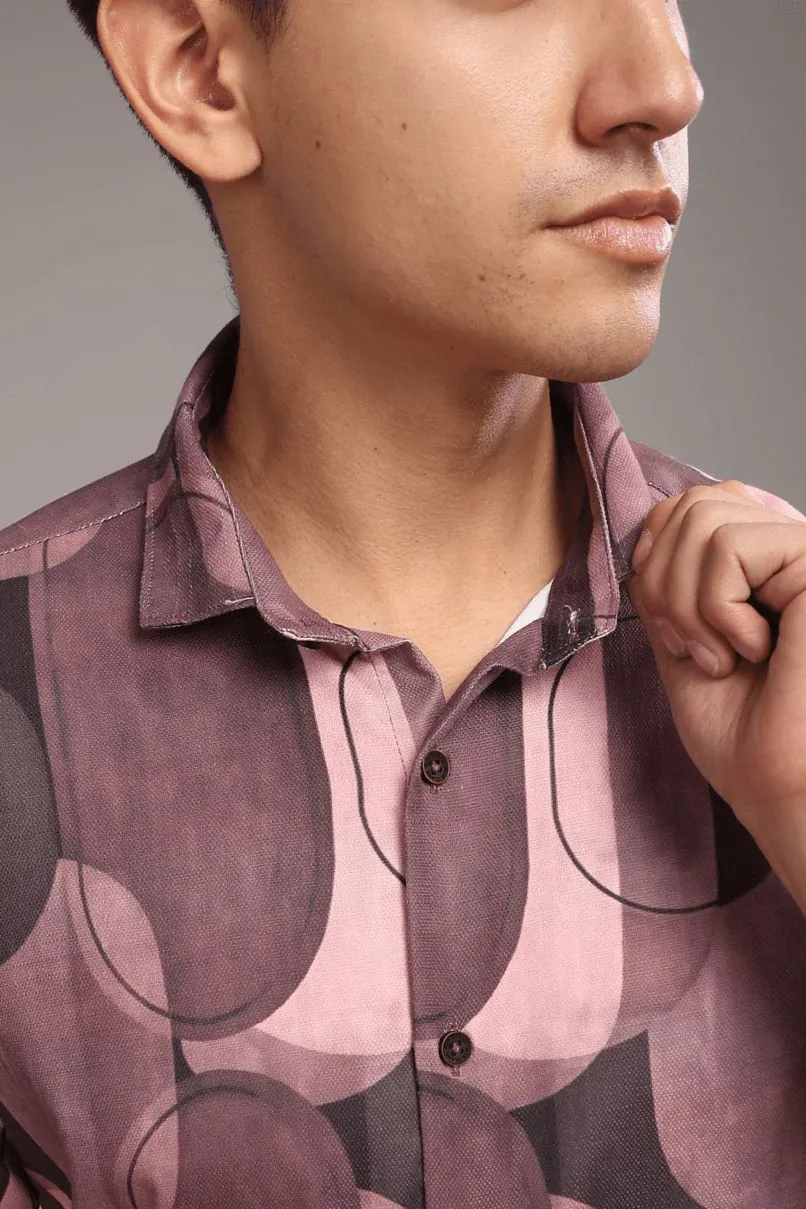 Multi Shape Pink Printed shirt - Half - Wrinkle Free