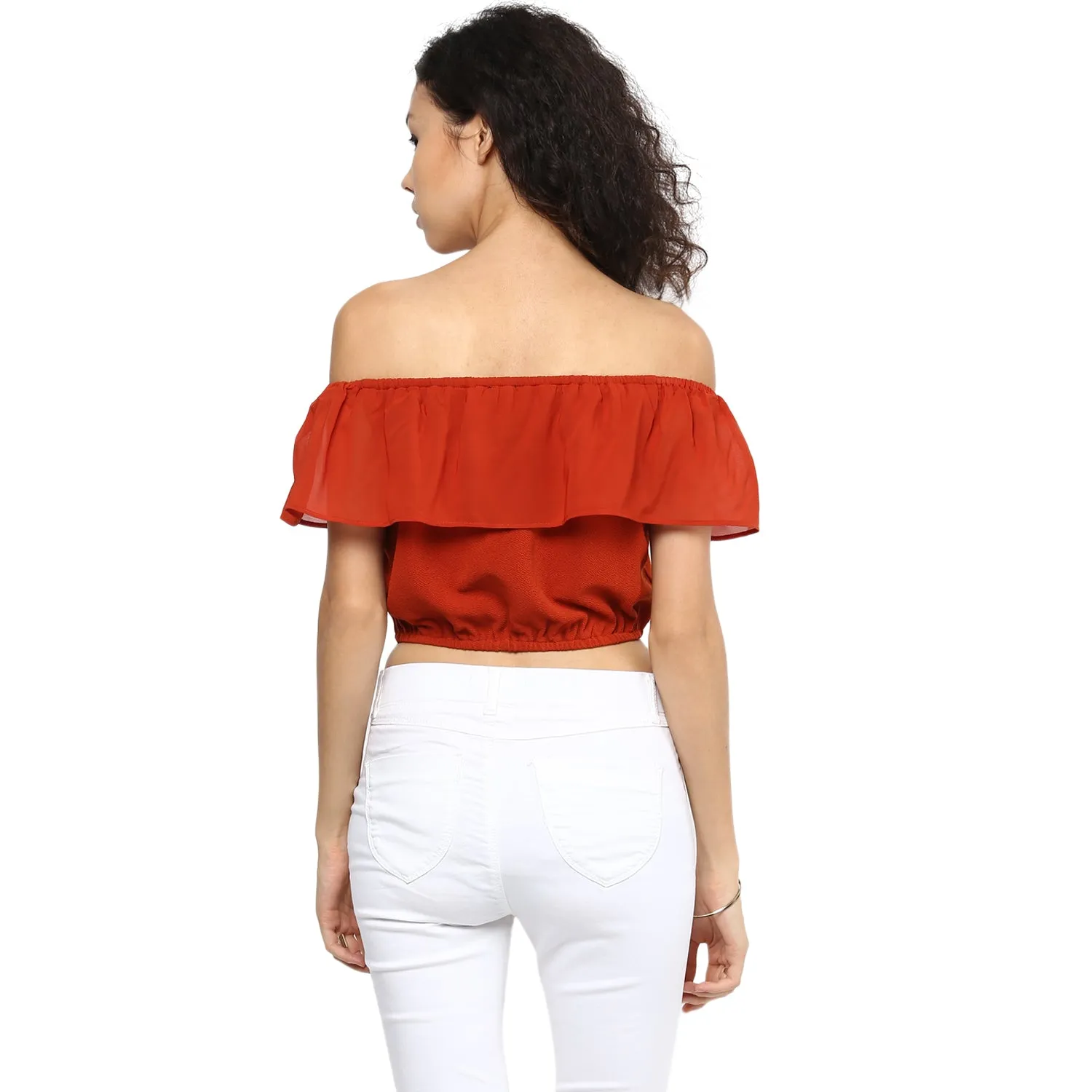 Off Shoulder With Front Layer Crop Top