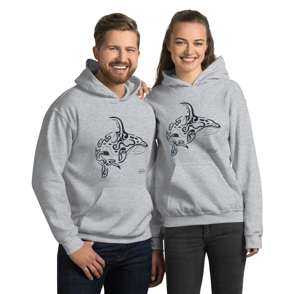 Orca Vanishing Light Heathered Gray Hoodie | Wearable Art by Seattle Mural Artist Ryan "Henry" Ward