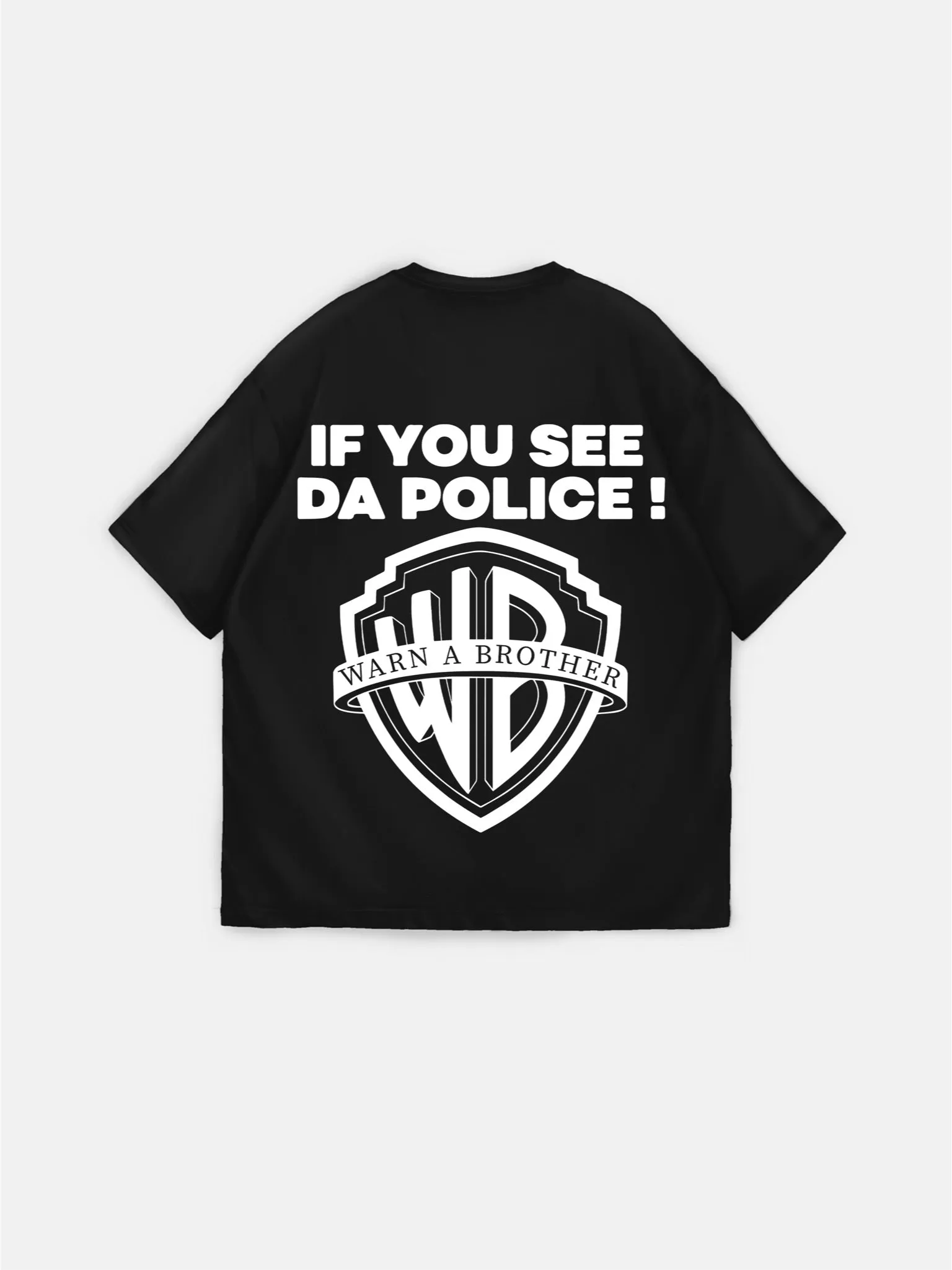 Oversize 'Warn a Brother' T-shirt - Black