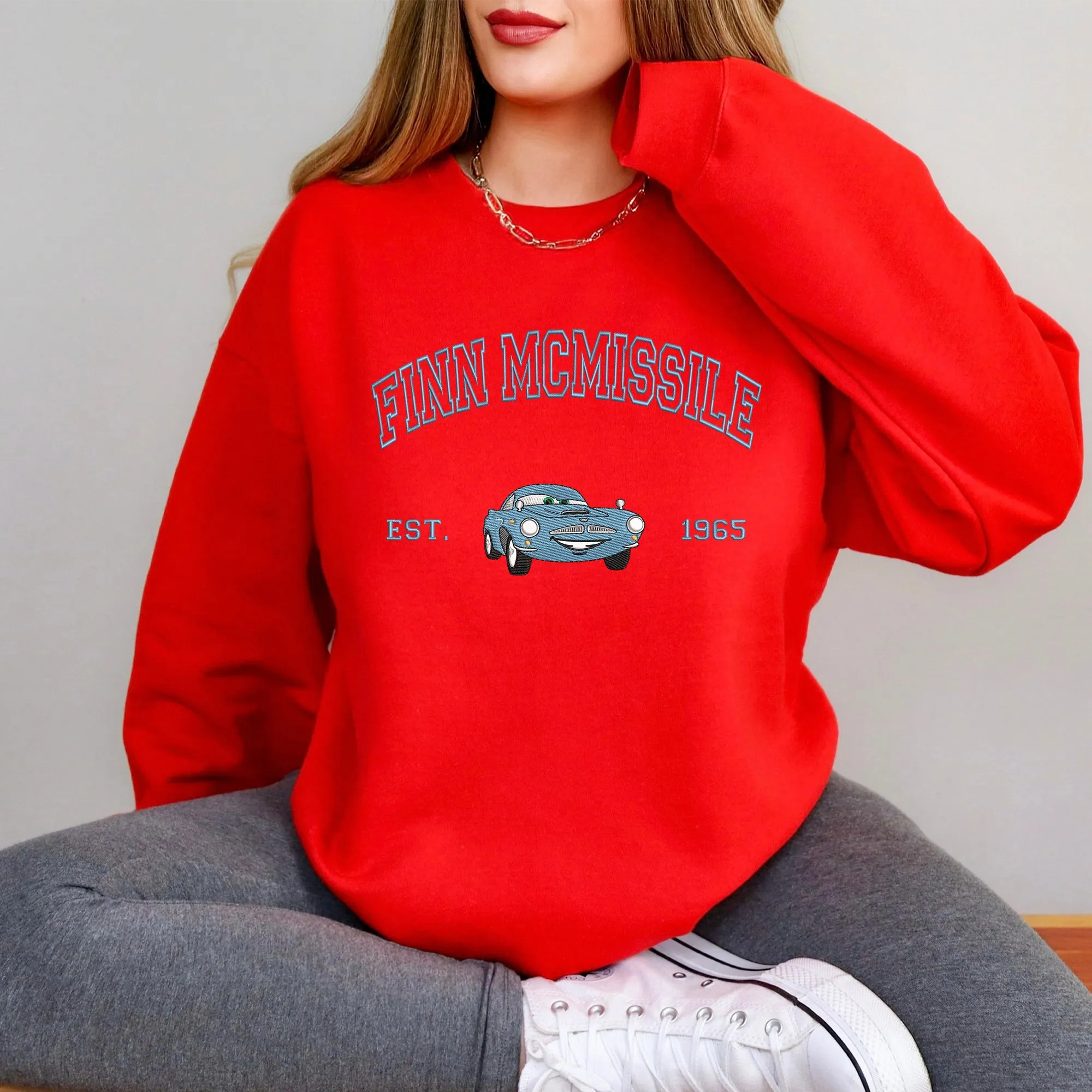 Personalized Disney Cars Finn Mcmissile Embroidered Adult Sweatshirt