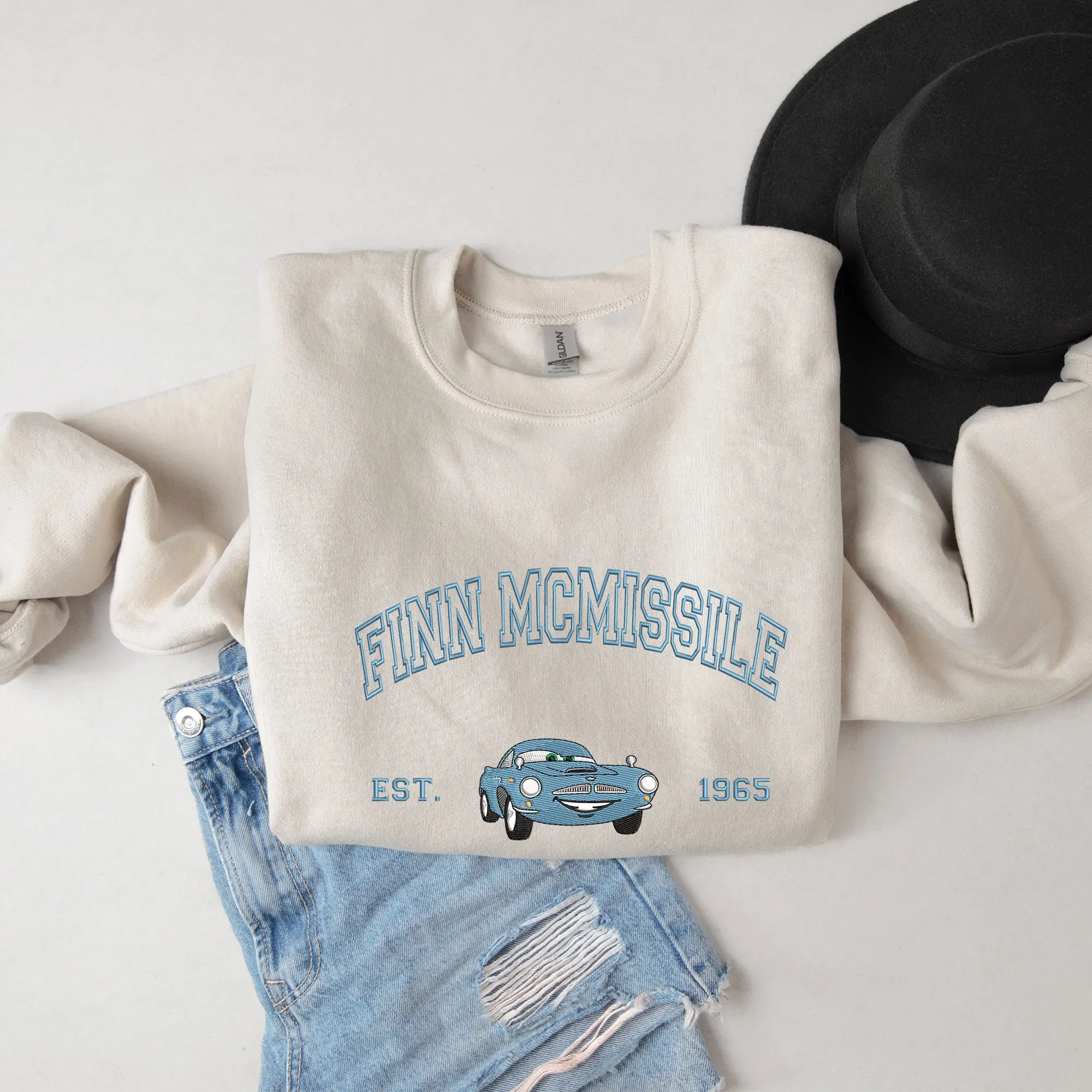 Personalized Disney Cars Finn Mcmissile Embroidered Adult Sweatshirt