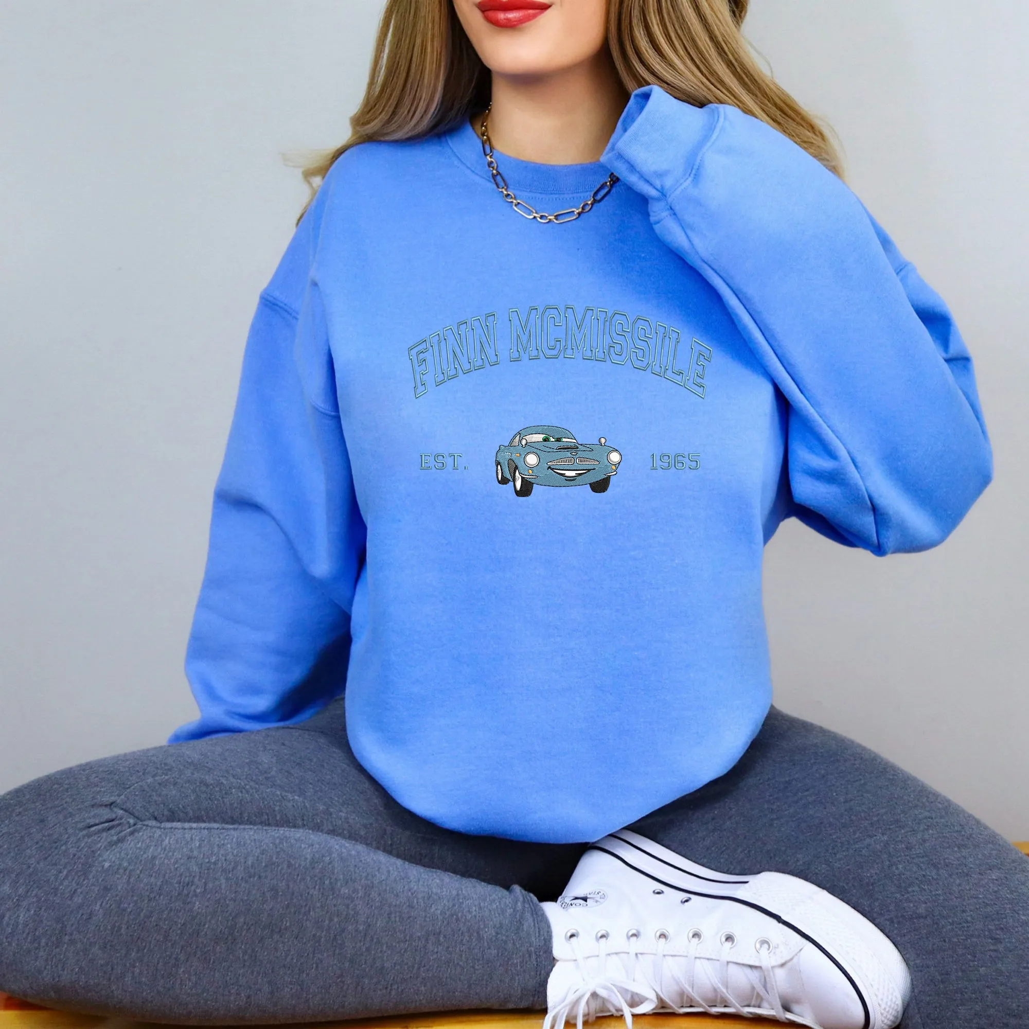 Personalized Disney Cars Finn Mcmissile Embroidered Adult Sweatshirt
