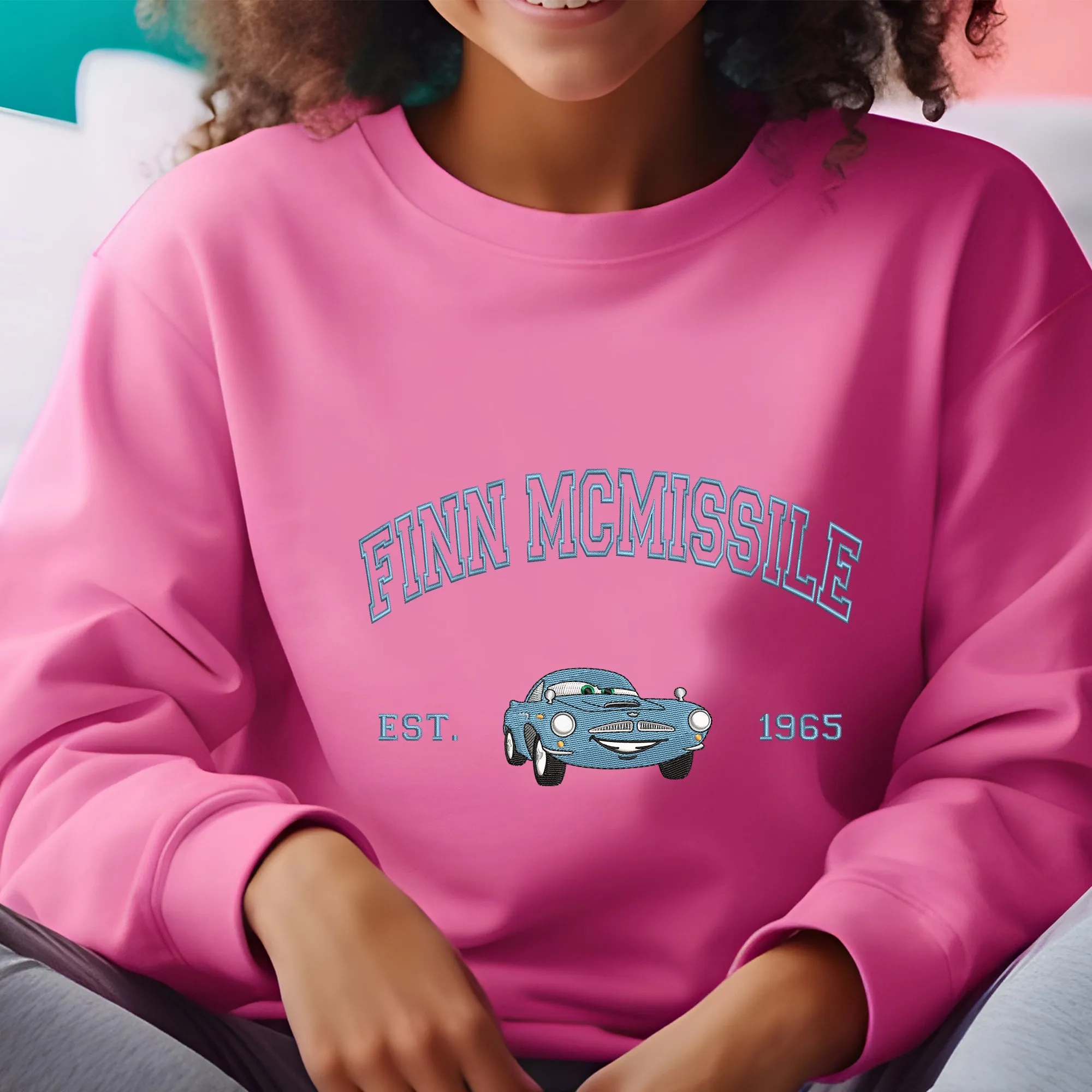 Personalized Disney Cars Finn Mcmissile Embroidered Adult Sweatshirt