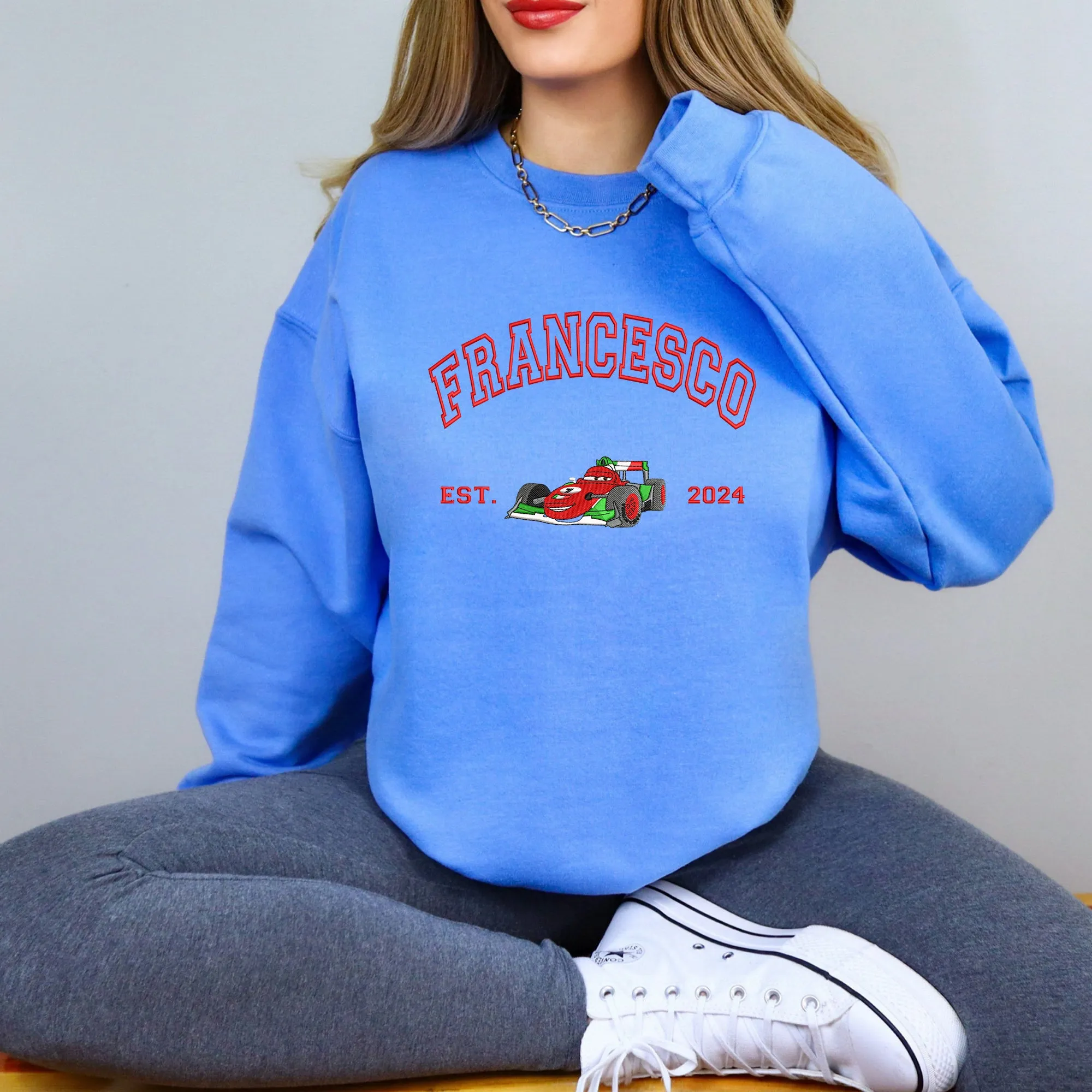 Personalized Disney Cars Francesco Embroidered Adult Sweatshirt