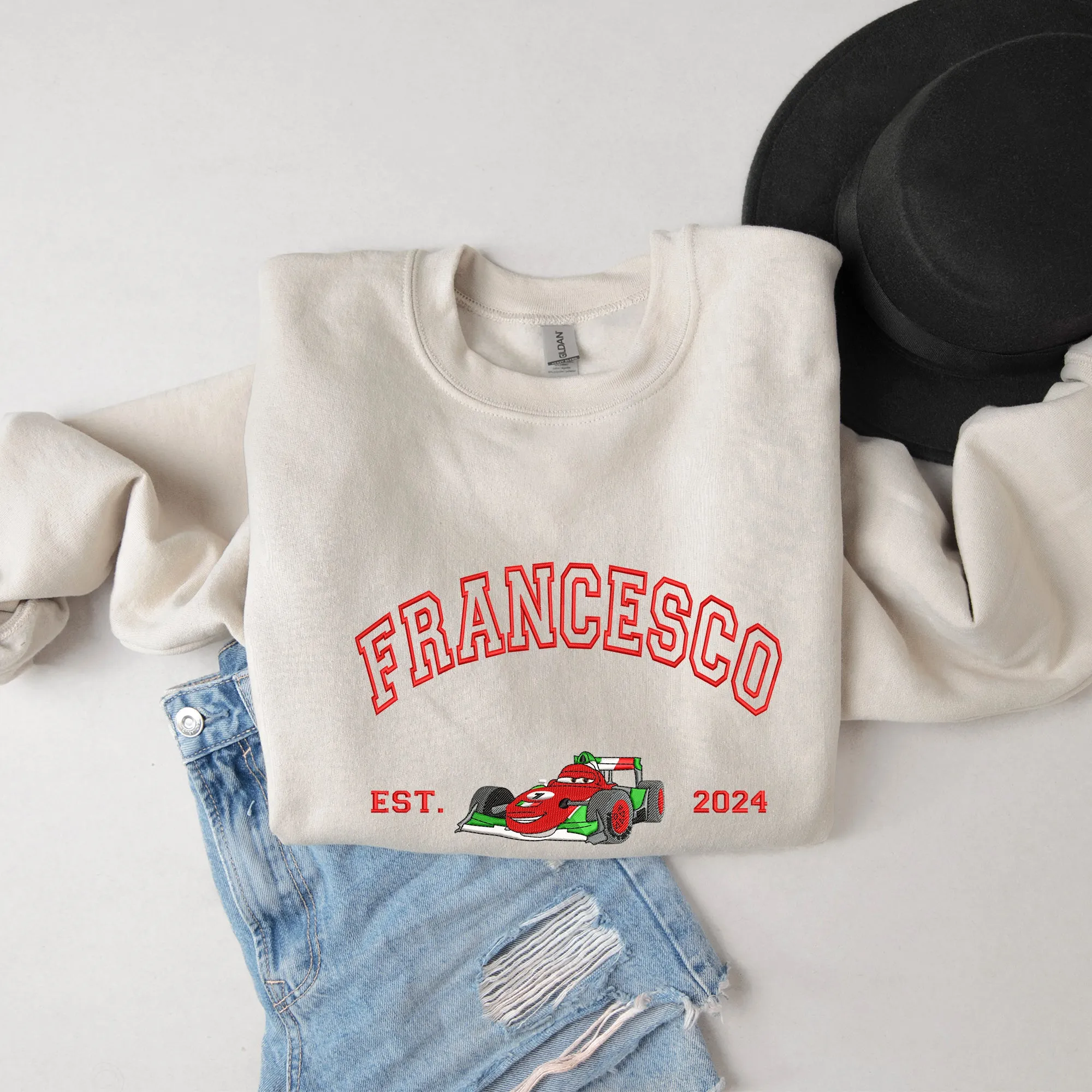 Personalized Disney Cars Francesco Embroidered Adult Sweatshirt