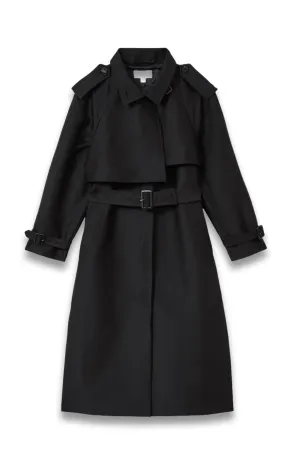 Petite Gabardine Trench Coat with Cotton in Black