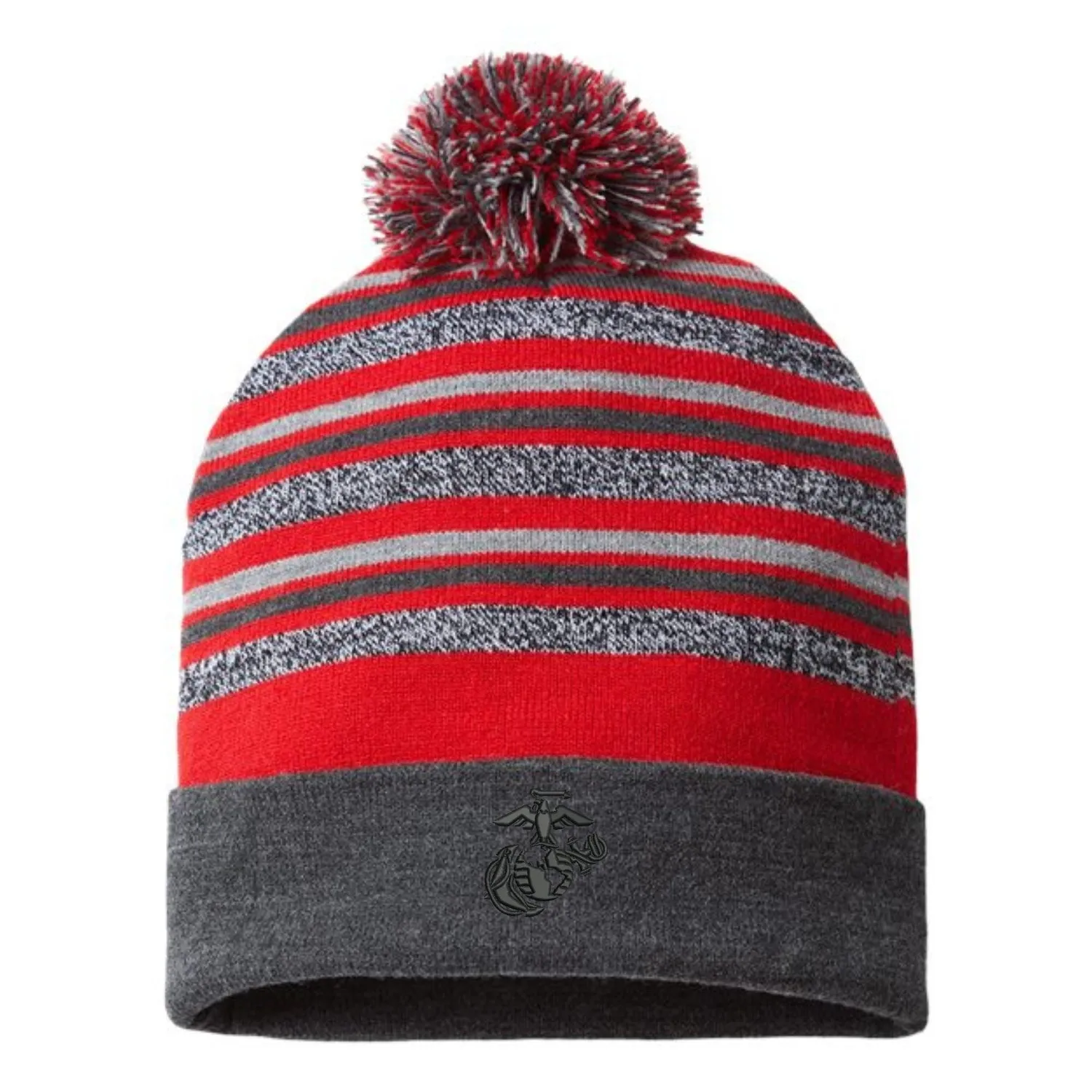 Pom Eagle Globe & Anchor Cuffed Beanie
