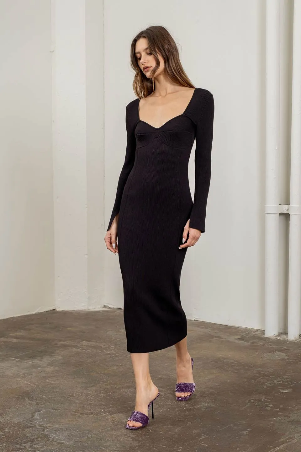 Ribbed Sweater Midi Dress