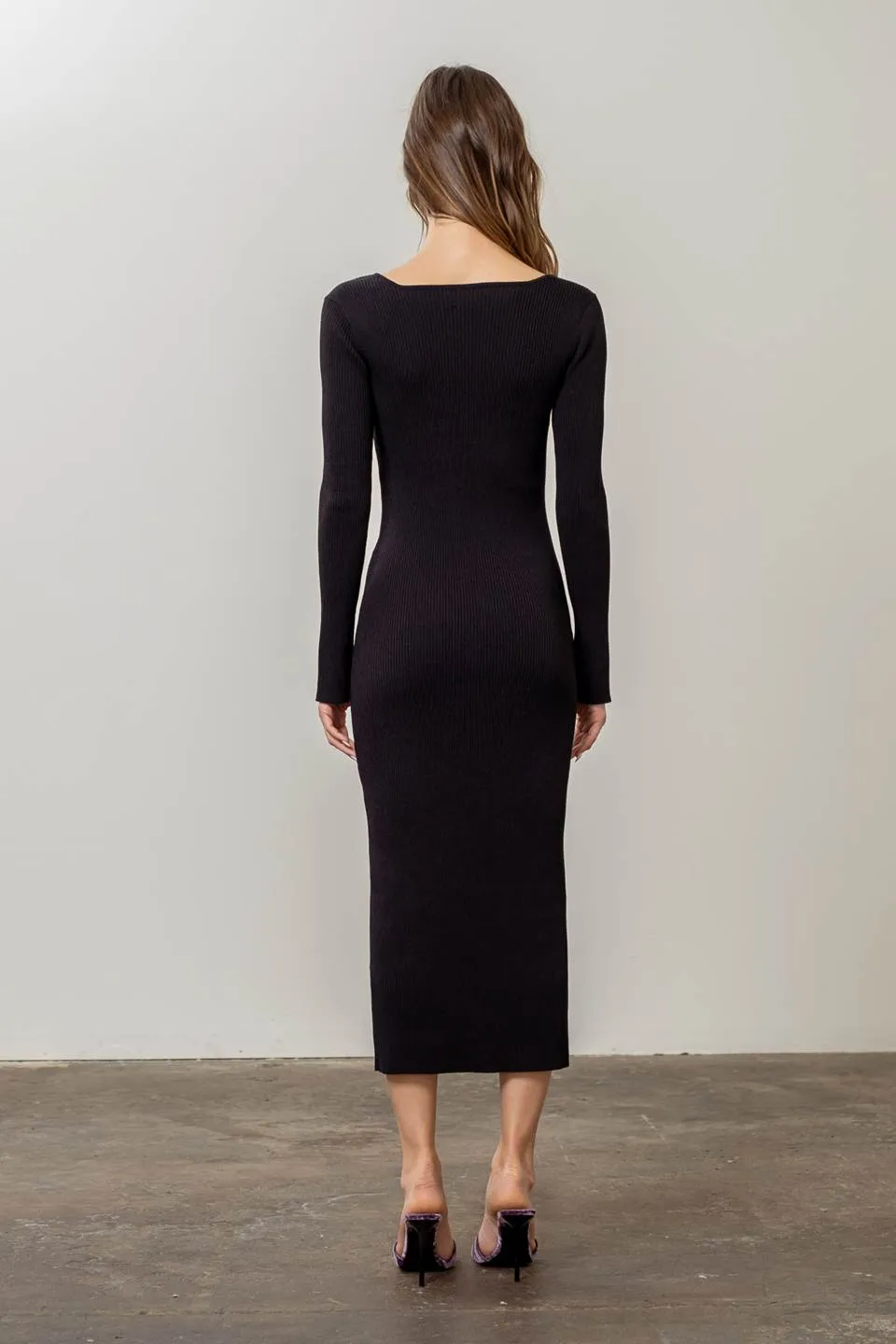 Ribbed Sweater Midi Dress