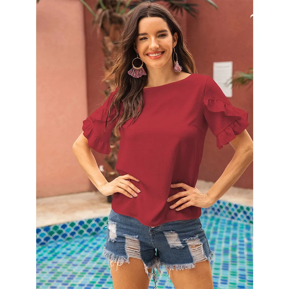 Ruffle Tier Sleeve Blouse