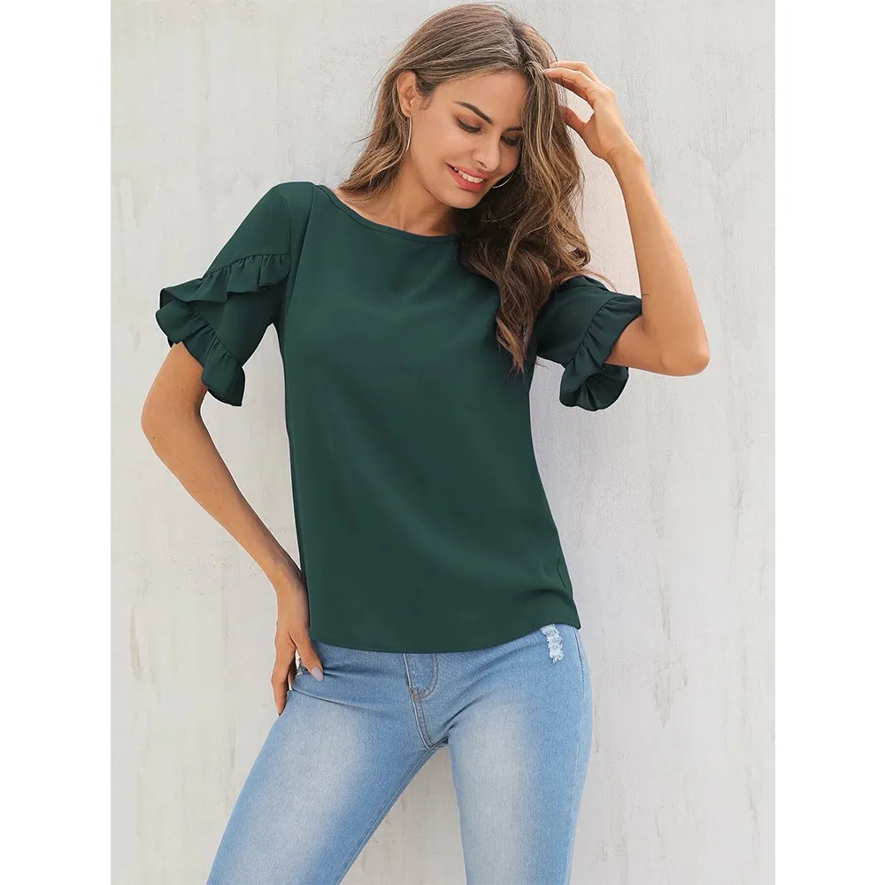 Ruffle Tier Sleeve Blouse