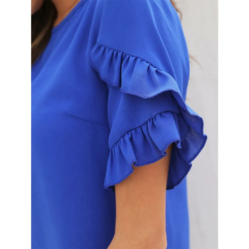 Ruffle Tier Sleeve Blouse