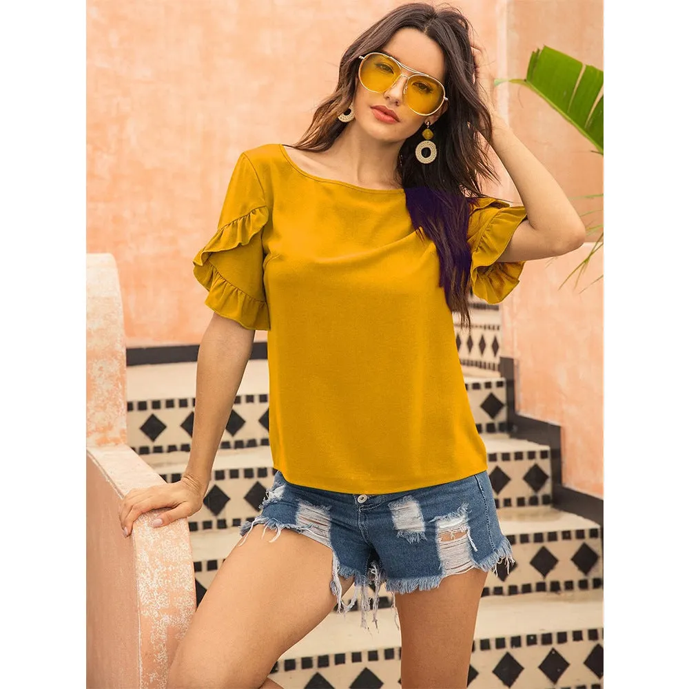 Ruffle Tier Sleeve Blouse