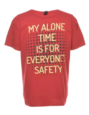 Slogan Print Red T-shirt - XL