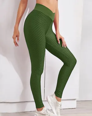 Solid High Elastic High Waist Yoga Pant Active Pants