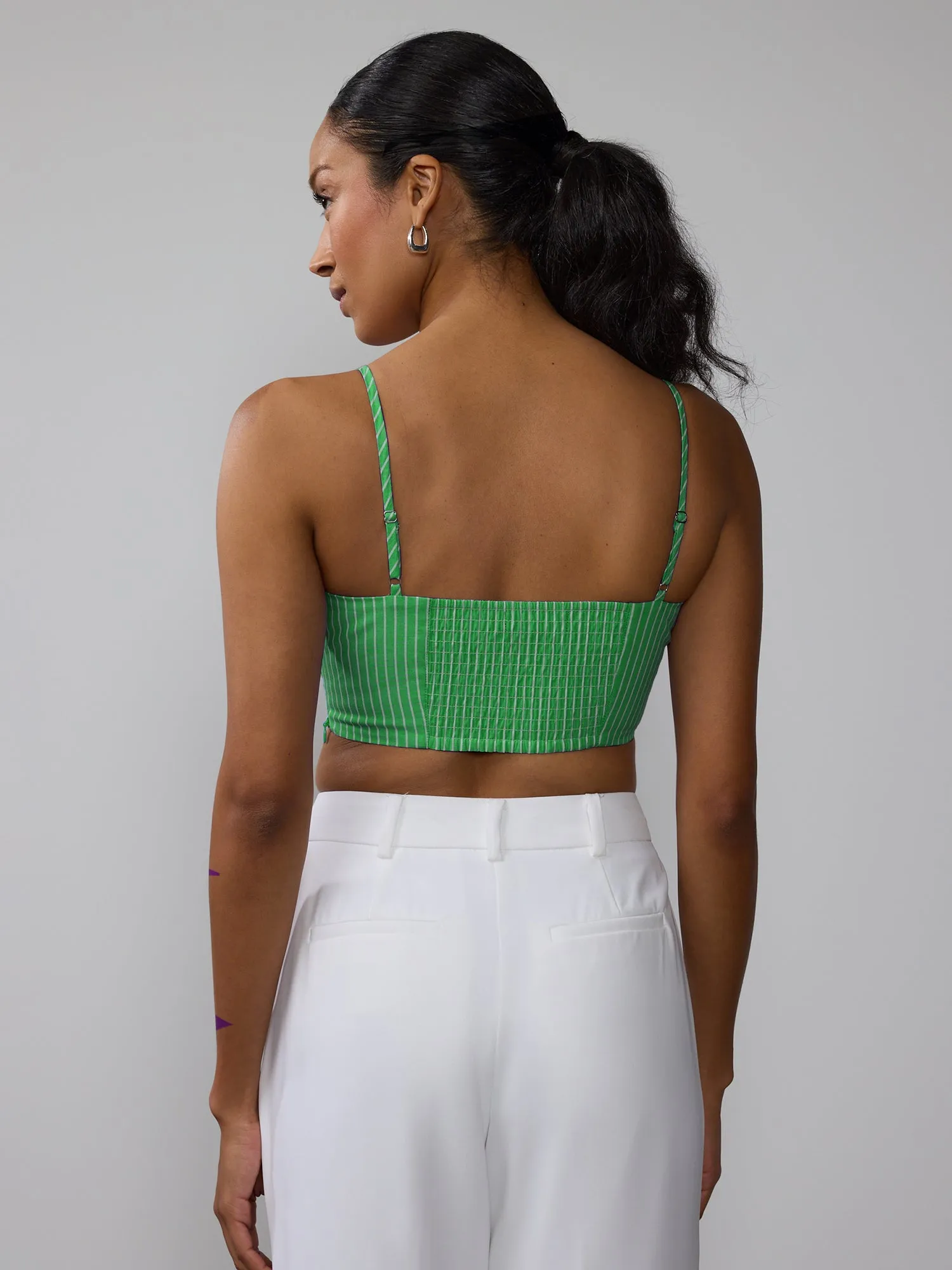 Striped Poplin Crop Top