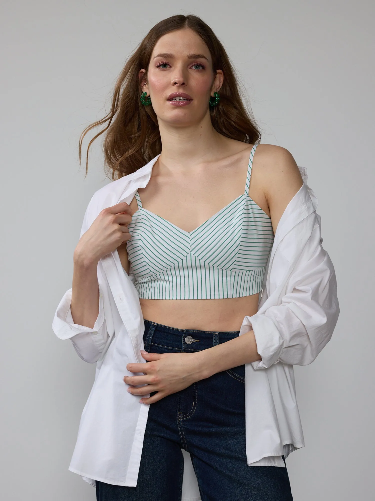 Striped Poplin Crop Top