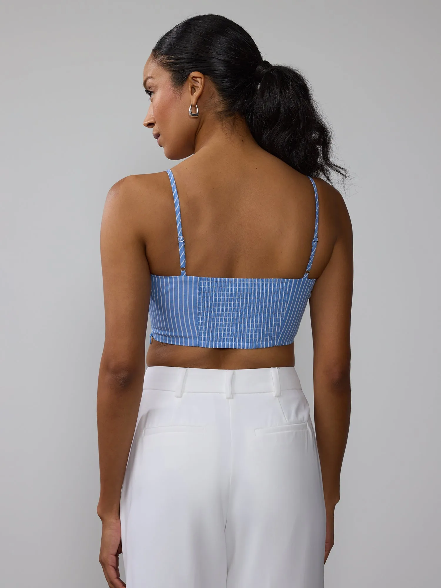 Striped Poplin Crop Top