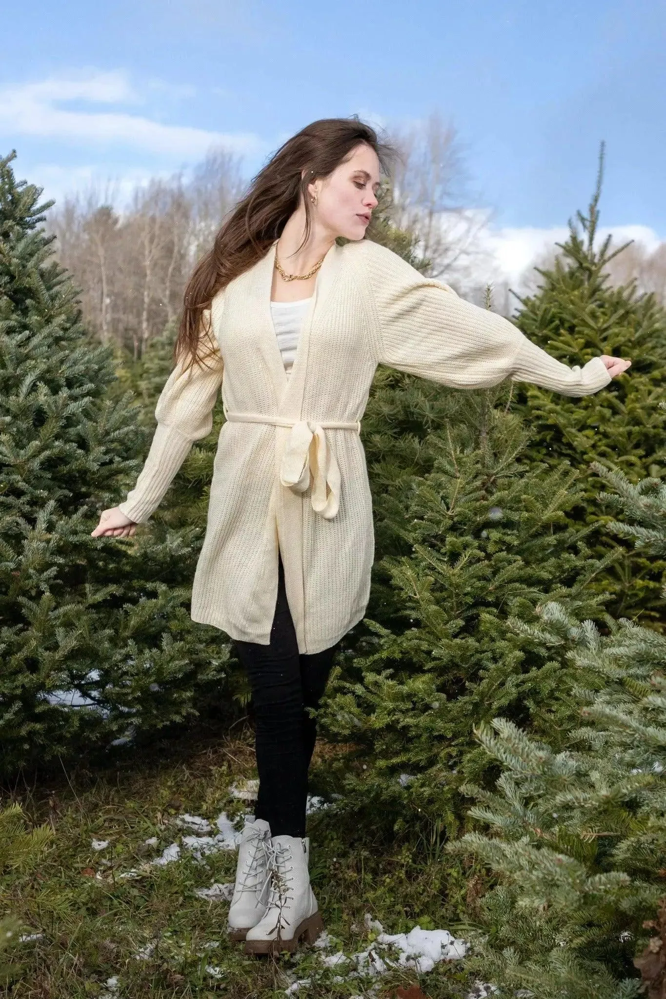Sweater Dress with Tying Sash