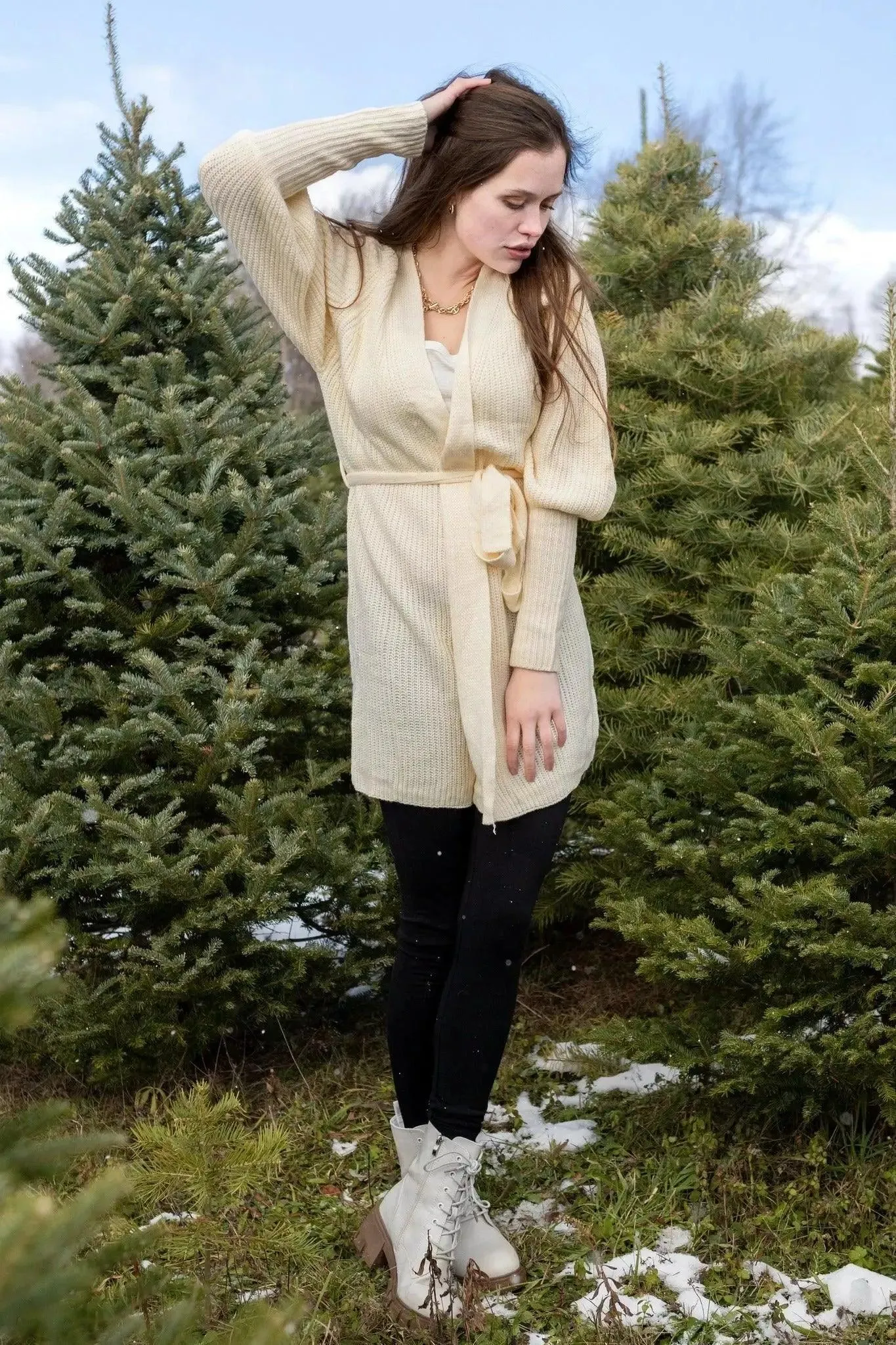 Sweater Dress with Tying Sash