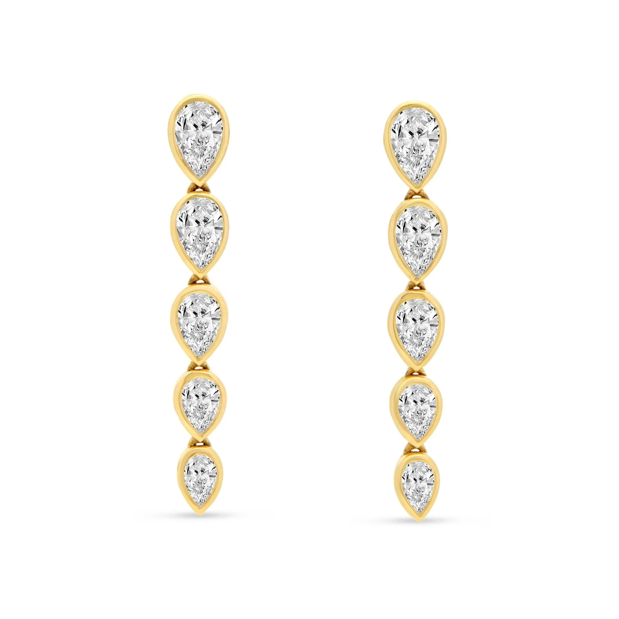 The Lucia Graduated Pear Bezel Set Dangle Earrings