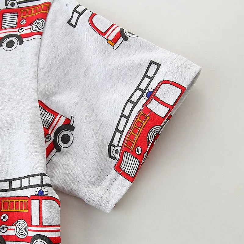 Toddler Boy's Firetruck Print T-shirt