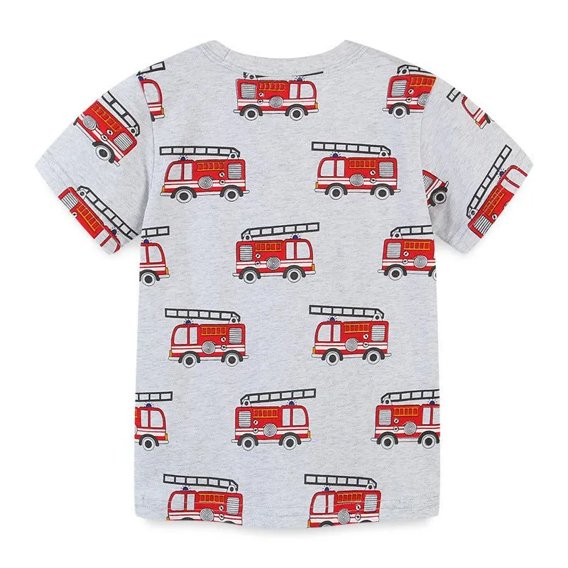 Toddler Boy's Firetruck Print T-shirt