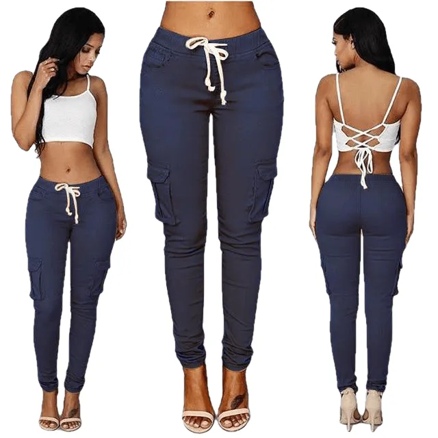 Trendy Leisure Women's Elastic High Waist Thin-Section Denim Skinny Leggings