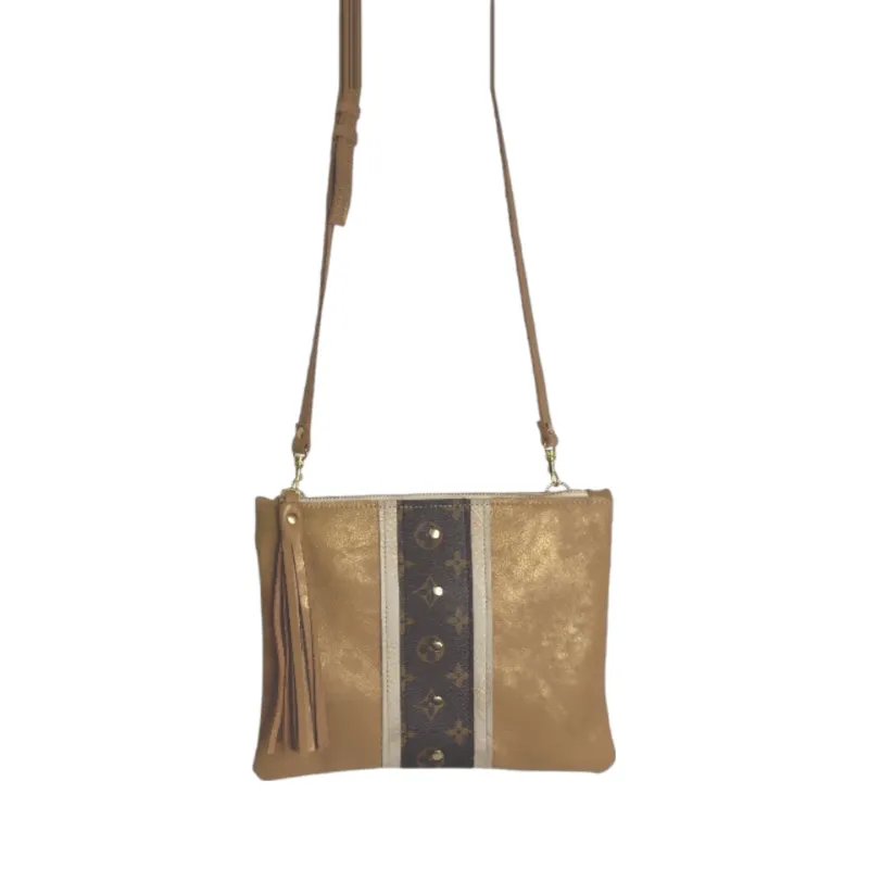 Upcycled LV Crossbody Bag in Bronze Leather | Caroline