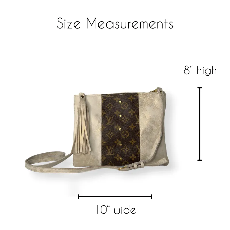 Upcycled LV Crossbody Bag in Stone Leather | Caroline