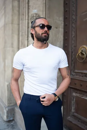 White Round Neck T-Shirt for Men by GentWith