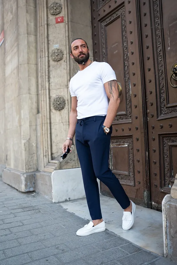 White Round Neck T-Shirt for Men by GentWith