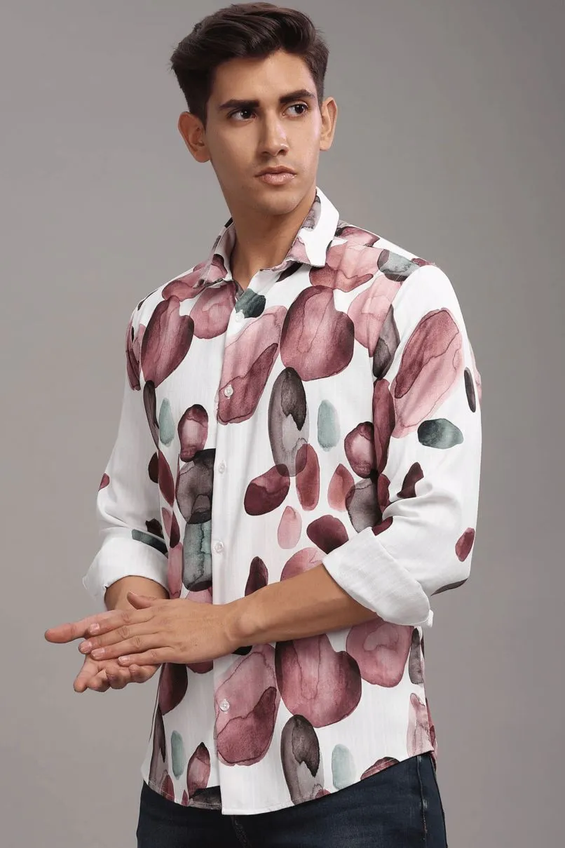 Wine Bubble Printed Shirt - Full - Wrinkle Free
