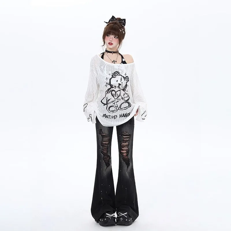 Y2K Style High Waist Slim Fit Flared Jeans