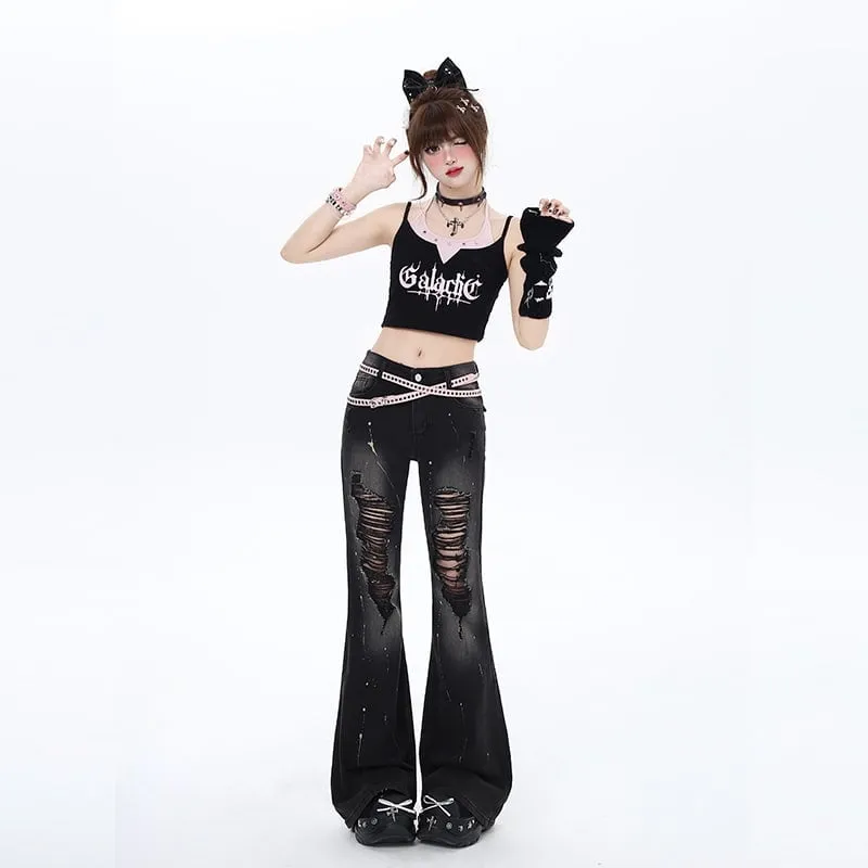 Y2K Style High Waist Slim Fit Flared Jeans